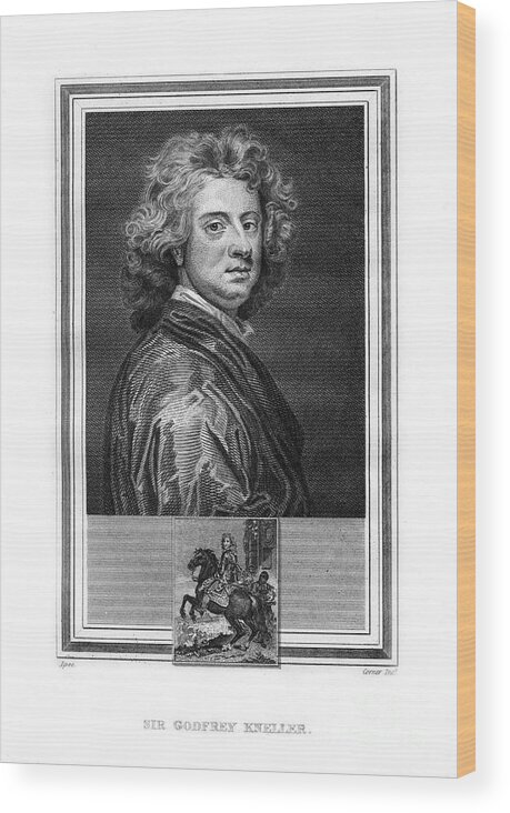 Painter Wood Print featuring the drawing Sir Godfrey Kneller, German-born by Print Collector