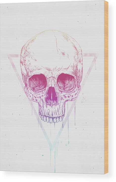 Skull Wood Print featuring the mixed media Skull in triangle by Balazs Solti