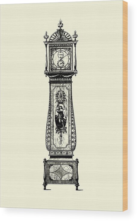 Decorative Elements Wood Print featuring the painting Sm Antique Grandfather Clock II (p) by Vision Studio