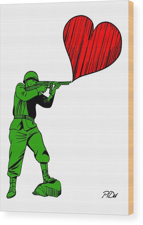 Military Wood Print featuring the digital art Soldier of Love by Piotr Dulski