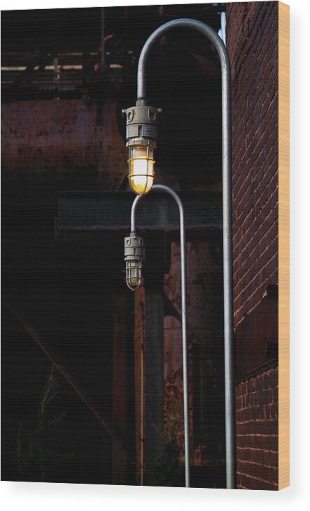 Bethlehem Steel Wood Print featuring the photograph Steel City Lights by Michael Dorn
