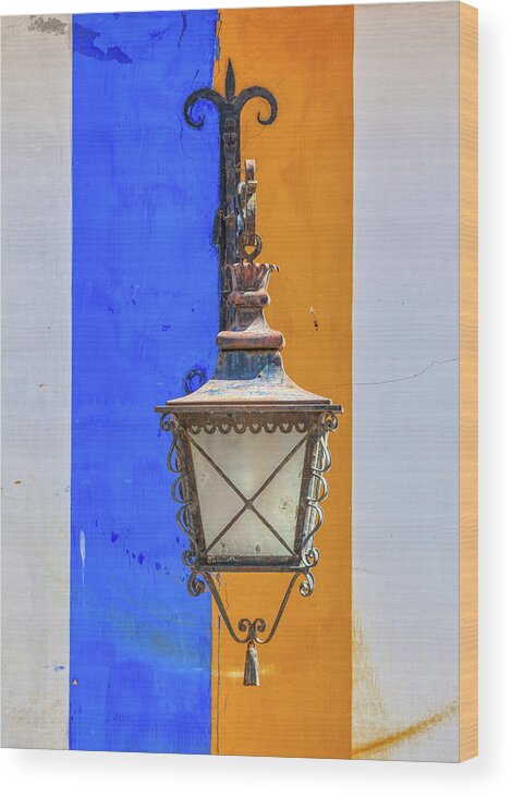 Portugal Wood Print featuring the photograph Street Lamp of Obidos by David Letts