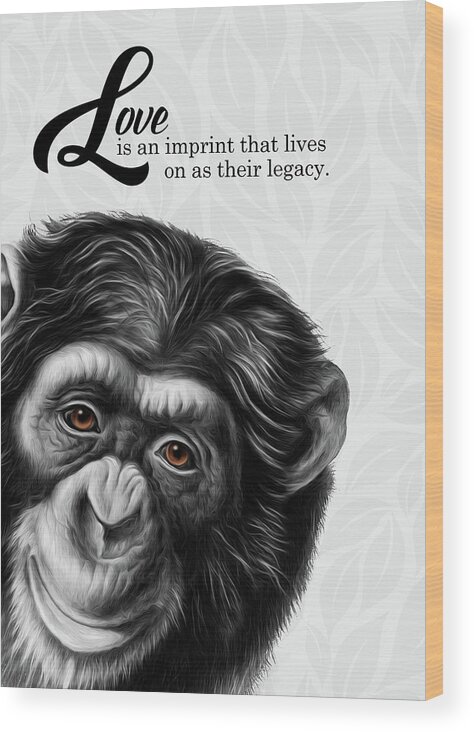 Sympathy Wood Print featuring the digital art Sympathy Zoo Animal Loss Painted Chimpanzee by Doreen Erhardt