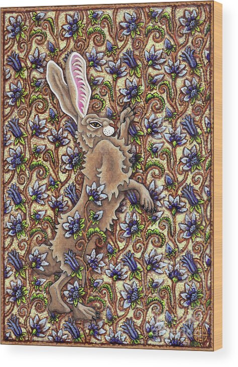 Hare Wood Print featuring the painting Tangled Hare 6 by Amy E Fraser