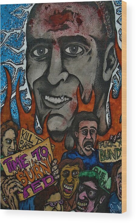 Serial Killer Wood Print featuring the mixed media Ted Bundys Last Smile by Sam Hane