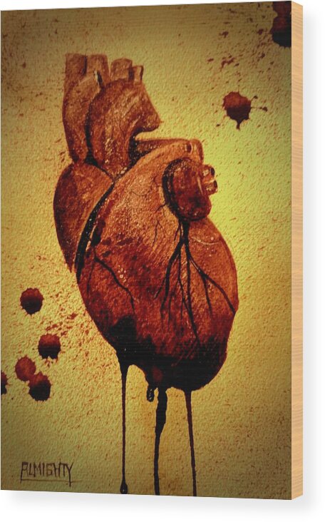 Ryanalmighty Wood Print featuring the painting Tell Tale Heart by Ryan Almighty