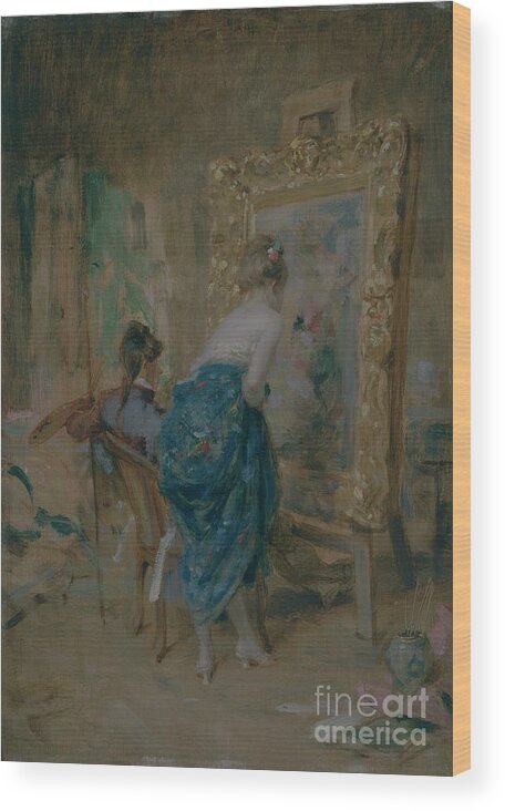 Oil Painting Wood Print featuring the drawing The Artists Model, 1874 by Heritage Images