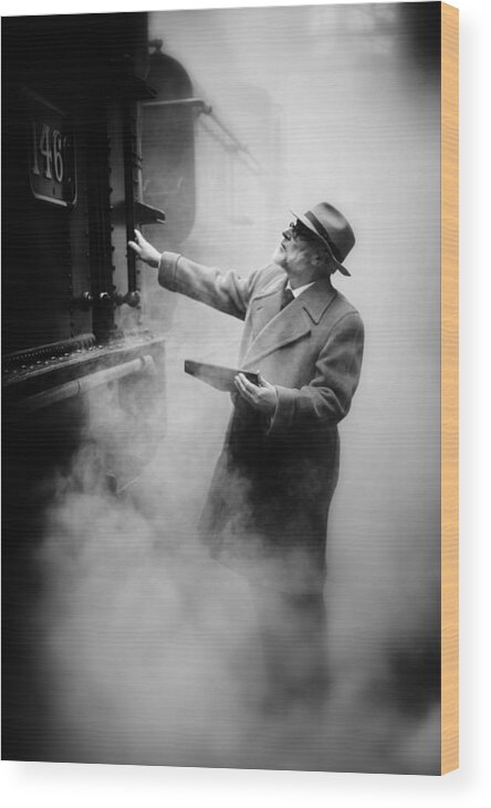 Monochrome Wood Print featuring the photograph The Foreman by Richard Bland