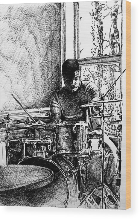  Wood Print featuring the drawing The Maestro by Alphonso Edwards II