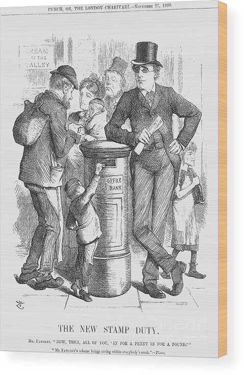 Rubbing Alcohol Wood Print featuring the drawing The New Stamp Duty, 1880. Artist Joseph by Print Collector