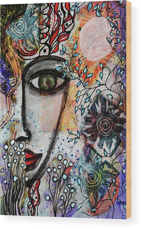 Symbolism Wood Print featuring the mixed media The Observer by Mimulux Patricia No