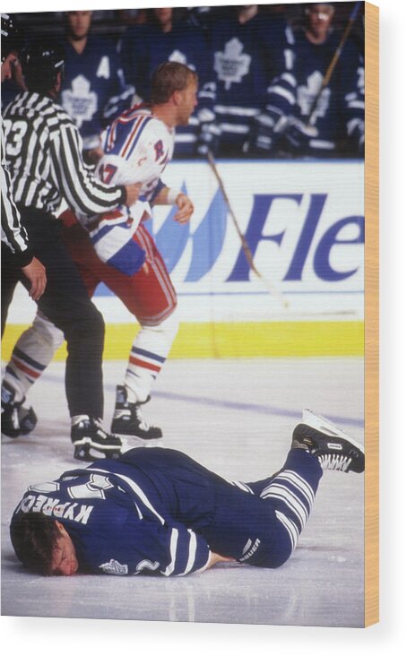 National Hockey League Wood Print featuring the photograph Toronto Maple Leafs V New York Rangers by B Bennett