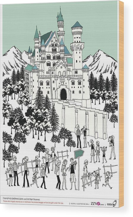 Child Wood Print featuring the digital art Tourist By Castle On Snow-covered Land by Eastnine Inc.