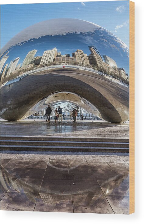 Chicago Wood Print featuring the photograph Under the Cloud Gate by Framing Places