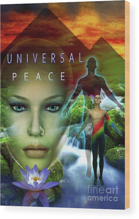 Universal Peace Wood Print featuring the digital art Universal Peace by Shadowlea Is