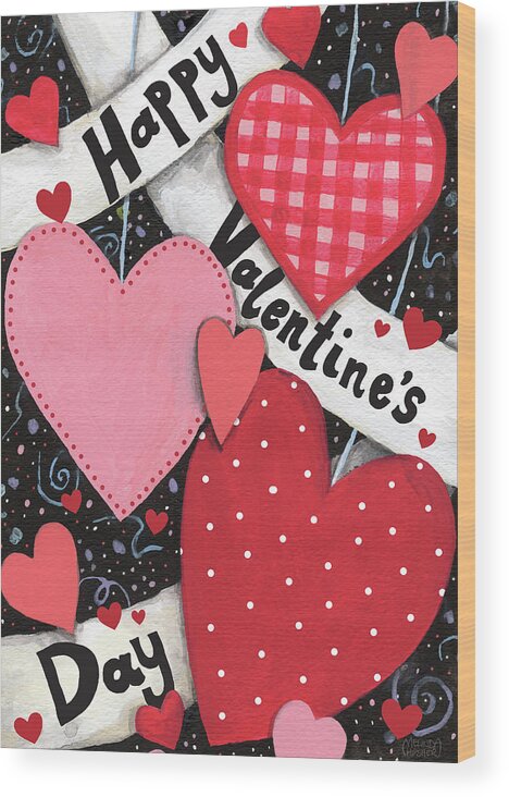 Valentine Heart Happy Wood Print featuring the painting Valentine Heart Happy by Melinda Hipsher