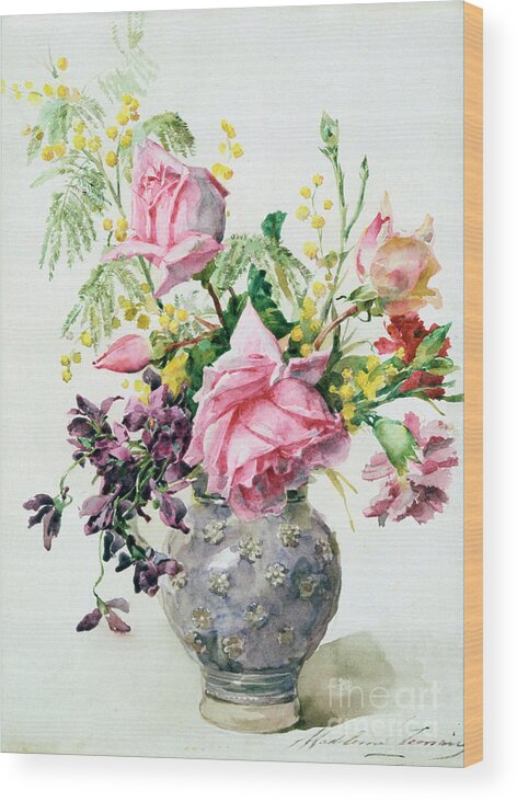 Artist Wood Print featuring the drawing Vase Of Roses, C1865-1928. Artist by Print Collector