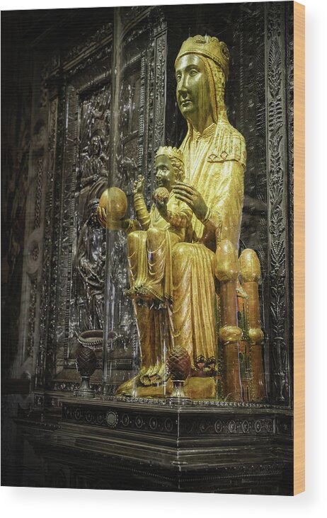 Black Madonna Wood Print featuring the photograph Virgin of Montserrat by Alexey Stiop