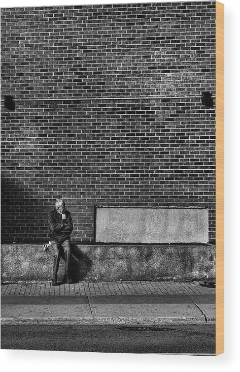 Brian Carson Wood Print featuring the photograph Waiting For A Streetcar by Brian Carson