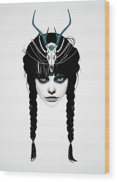 Woman Wood Print featuring the digital art Wakeful Warrior by Ruben Ireland