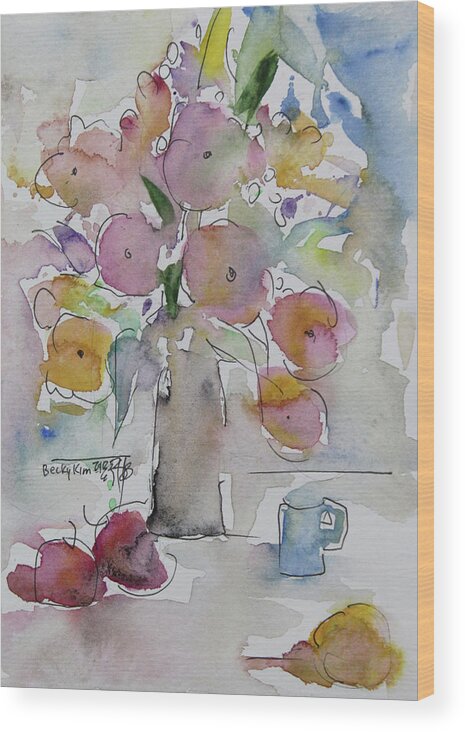 Watercolor Wood Print featuring the painting Wcm 1717 by Becky Kim
