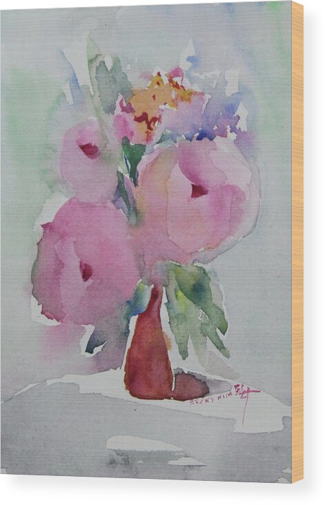 Watercolor Wood Print featuring the painting Wcm 1806 by Becky Kim