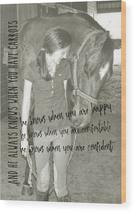 Aisle Wood Print featuring the photograph WHERE'S MY CARROT? quote by Dressage Design