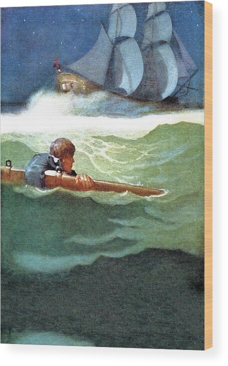 Ship Wood Print featuring the painting Wreck of the Covenant by N.C. Wyeth