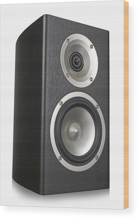 White Background Wood Print featuring the photograph Audio Speaker #1 by Tony Cordoza