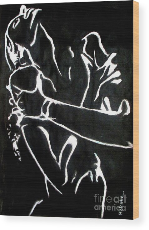 Abstract Figures Wood Print featuring the painting Desires by Helena Wierzbicki