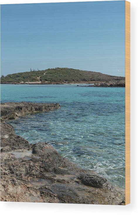 Agia Napa Wood Print featuring the photograph Empty beach with blue water at Nissi beach ayia napa Cyprus. Famous tourist resort with clean water #2 by Michalakis Ppalis