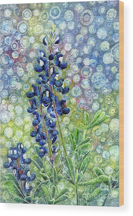 Luebonnet Wood Print featuring the painting Pretty in Blue-pastel colors by Hailey E Herrera