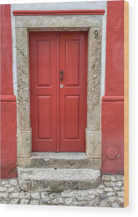 Obidos Wood Print featuring the photograph Red Door Nine of Obidos by David Letts