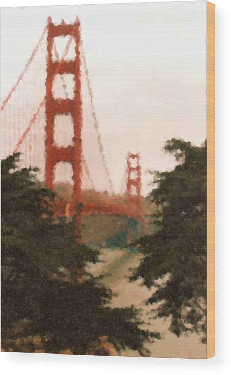 Sf Wood Print featuring the mixed media SF #1 by Asbjorn Lonvig