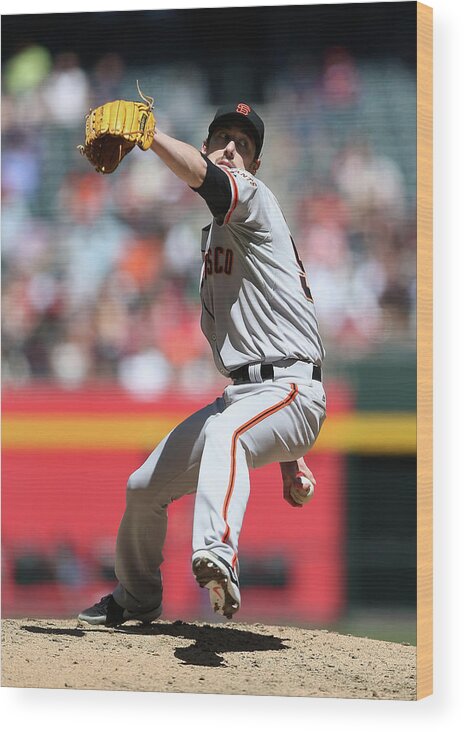 Tim Lincecum Wood Print featuring the photograph Tim Lincecum by Christian Petersen