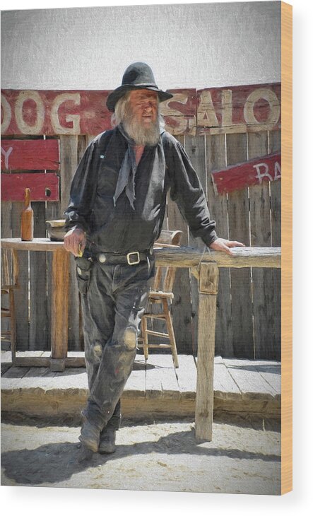 Virginia City Wood Print featuring the photograph Virginia City Cowboy #1 by Jim Vallee
