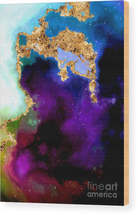 Holyrockarts Wood Print featuring the mixed media 100 Starry Nebulas in Space Abstract Digital Painting 003 by Holy Rock Design