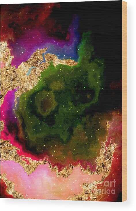 Holyrockarts Wood Print featuring the mixed media 100 Starry Nebulas in Space Abstract Digital Painting 033 by Holy Rock Design
