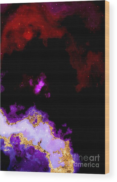 Holyrockarts Wood Print featuring the mixed media 100 Starry Nebulas in Space Abstract Digital Painting 043 by Holy Rock Design