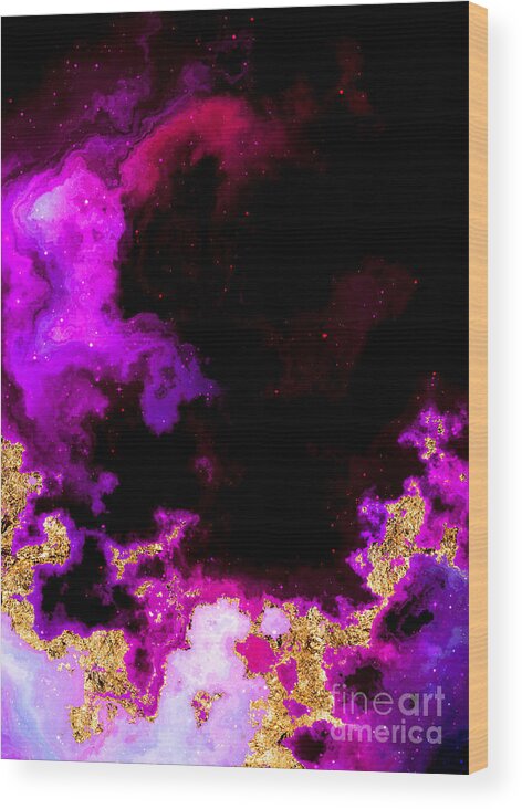 Holyrockarts Wood Print featuring the mixed media 100 Starry Nebulas in Space Abstract Digital Painting 053 by Holy Rock Design
