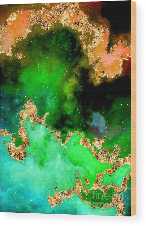 Holyrockarts Wood Print featuring the mixed media 100 Starry Nebulas in Space Abstract Digital Painting 061 by Holy Rock Design