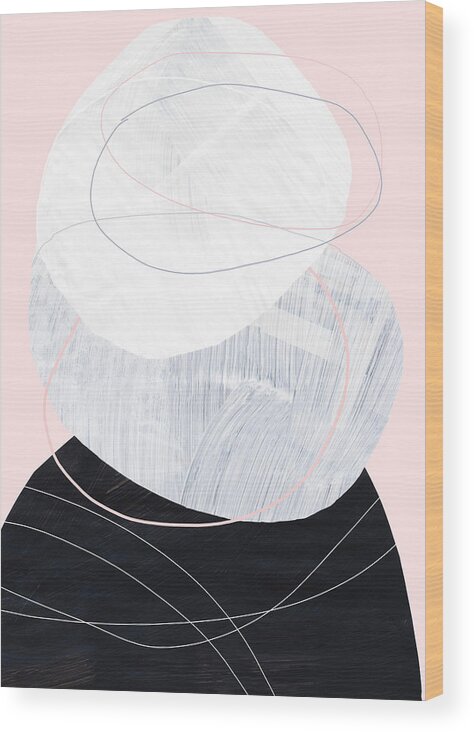 Blush Wood Print featuring the mixed media 0074-Higher by Anke Classen