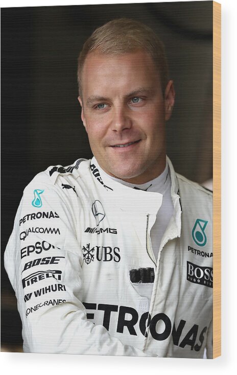 Headshot Wood Print featuring the photograph F1 Grand Prix of Singapore - Practice #17 by Lars Baron