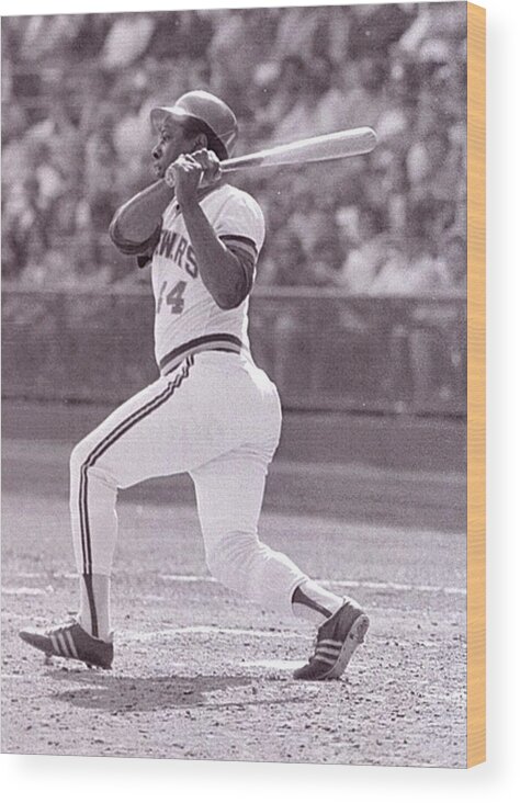 American League Baseball Wood Print featuring the photograph Hank Aaron by Ronald C. Modra/sports Imagery