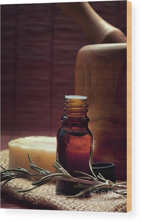 Spa Wood Print featuring the photograph Spa Essence Oil Closeup by Jelena Jovanovic