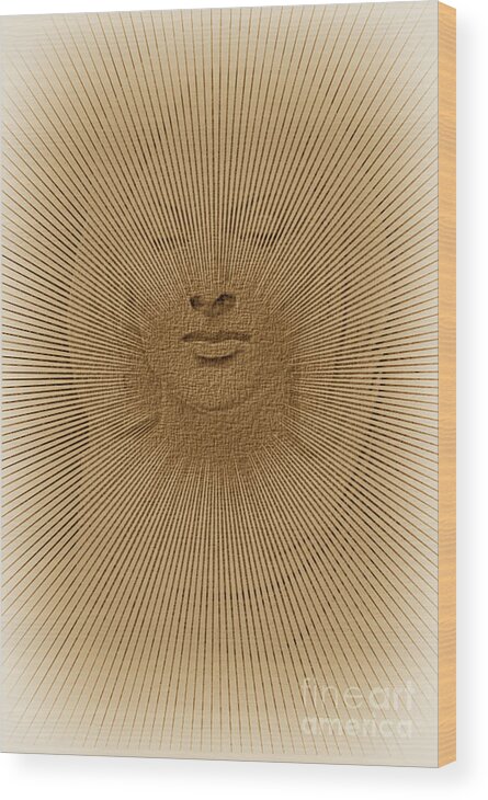 Sculpture Wood Print featuring the digital art Stone Lady - Sculpture, digitally alienated #2 by Eva-Maria Di Bella