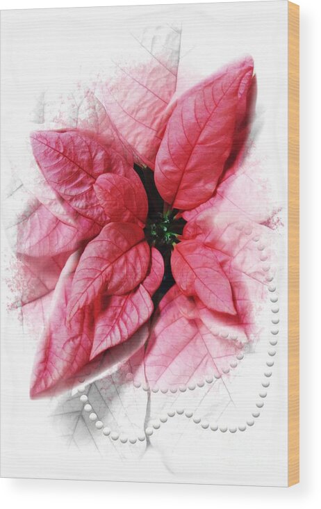2020 Wood Print featuring the digital art 2020 Pink Poinsettia Color of the Year Gift Idea by Delynn Addams