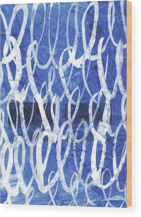 Blue And White Wood Print featuring the painting 0031-Latest news by Anke Classen
