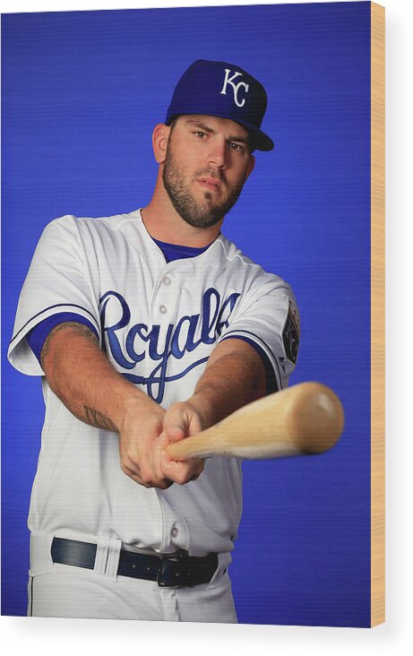 Media Day Wood Print featuring the photograph Mike Moustakas by Jamie Squire