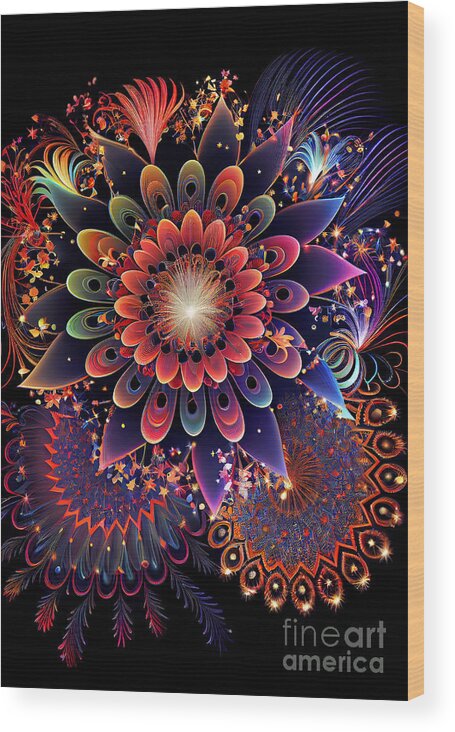 Series Wood Print featuring the digital art Fireworks magic #2 by Sabantha